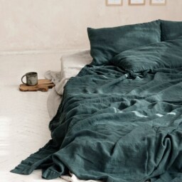 Emerald Green Linen Cushion Cover, Dark Pillowcase Made Of Heavyweight Fabric, Decorative Pillow in Ocean - thumbnail 2