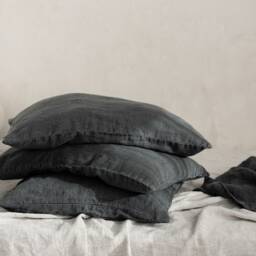 Emerald Green Linen Cushion Cover, Dark Pillowcase Made Of Heavyweight Fabric, Decorative Pillow in Ocean - thumbnail 3