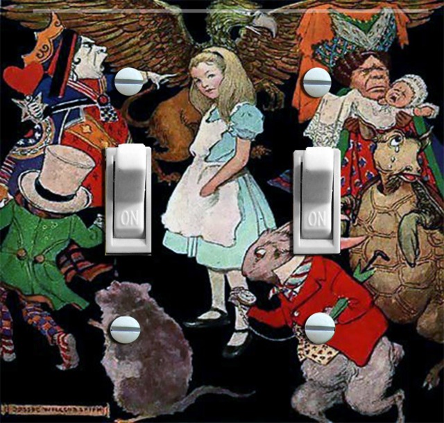 Vintage Alice in Wonderland Illustration, Switch Plate Cover, Wall Plate, Double, Triple, Home Decor - image 1