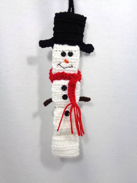 Crochet Snowman Wall Hanging Whimsical Christmas Decoration - image 1