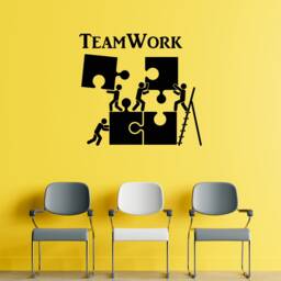 Modern Teamwork Puzzle Wall Decal - Office Decor Inspiration Workplace Decoration Stickers Mural - #1226Da - thumbnail 1