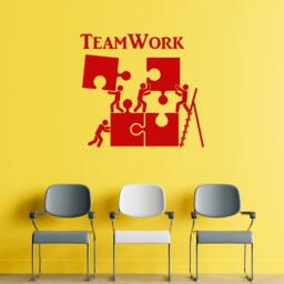 Modern Teamwork Puzzle Wall Decal - Office Decor Inspiration Workplace Decoration Stickers Mural - #1226Da - thumbnail 3
