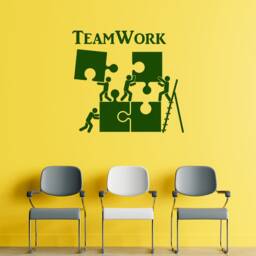 Modern Teamwork Puzzle Wall Decal - Office Decor Inspiration Workplace Decoration Stickers Mural - #1226Da - thumbnail 2