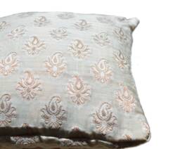"Beige Gold Paisley Accent Throw Pillow - Ring Decorative Handmade Cushion Cover - Small -8"" X 8" - thumbnail 1