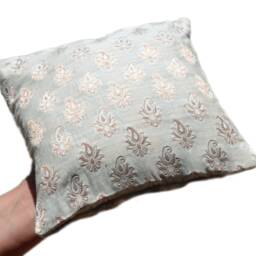"Beige Gold Paisley Accent Throw Pillow - Ring Decorative Handmade Cushion Cover - Small -8"" X 8" - thumbnail 4