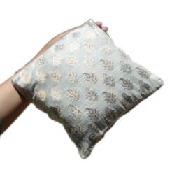 "Beige Gold Paisley Accent Throw Pillow - Ring Decorative Handmade Cushion Cover - Small -8"" X 8" - thumbnail 3
