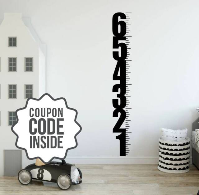 Kids Growth Chart Decal, Child Height Measurement, Children Vinyl Lettering, Room Decor, Baby Nursery Wall Sticker, Diy Wooden Ruler - image 1
