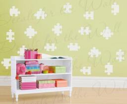 Puzzle Pieces Wall Mural Decals Vinyl Graphic Kids Boy Room Class Classroom Nursery Playroom Sticker Art Decor Large Decoration Sign G39 - thumbnail 1