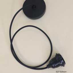 Ceiling Pendant Kit E27 - Nylon Black Electrical Cable - Fabric-Covered Cord Decorative Cable - thumbnail 2