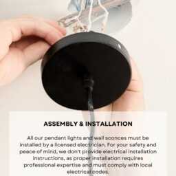 Ceiling Pendant Kit E27 - Nylon Black Electrical Cable - Fabric-Covered Cord Decorative Cable - thumbnail 3