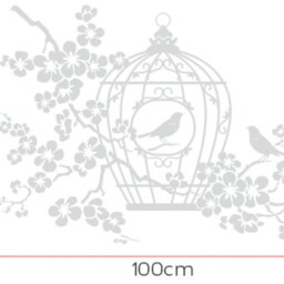 Wall Sticker Cage With Birds & Cherry Blossoms Wall Decoration Wallart Decal W408 - thumbnail 3