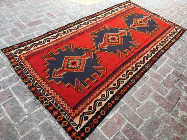 4x6 Handcrafted Afghan Wool Kilim - Vibrant Geometric Flatweave Rug Bohemian Tribal Style For Cozy Living Spaces Boho Gift - image 1