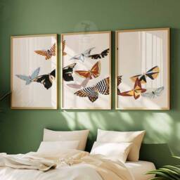 Japanese Set Of 3 Butterfly Posters, Floral Art Prints, Katsushika Hokusai Wall Art, Ogata Korin Decor, Gift - thumbnail 3