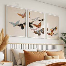 Japanese Set Of 3 Butterfly Posters, Floral Art Prints, Katsushika Hokusai Wall Art, Ogata Korin Decor, Gift - thumbnail 2
