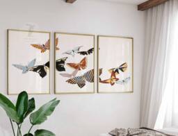 Japanese Set Of 3 Butterfly Posters, Floral Art Prints, Katsushika Hokusai Wall Art, Ogata Korin Decor, Gift - thumbnail 1