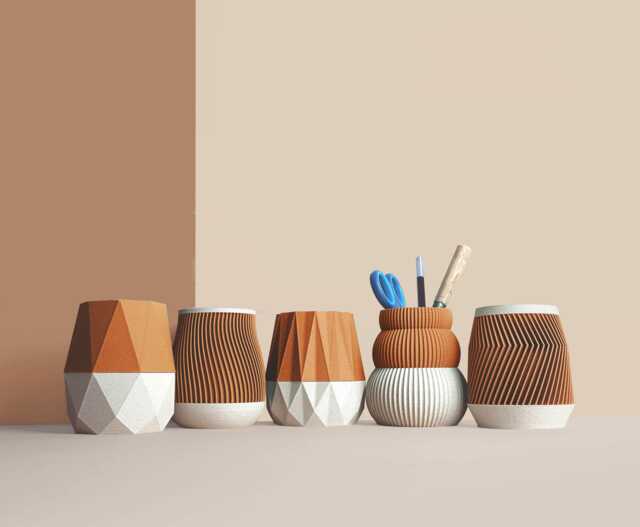 Pencil Pot in Recycled Wood Fiber, 3D Printing, Idea For Office Accessory, Office Storage & Decoration, Scandinavian Design, Gift Home - image 1