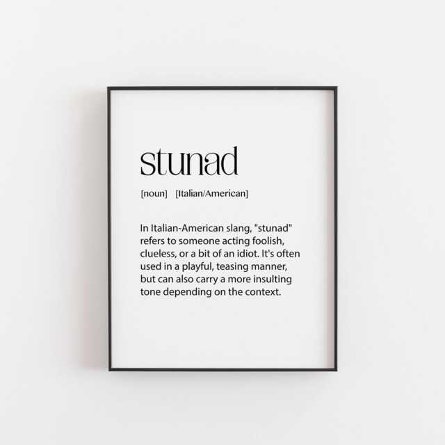 stunad Print - Funny Italian Slang Wall Art - Italian-American Decor Humorous Gift For Friends & Family Nyc & New Jersey Poster - image 1