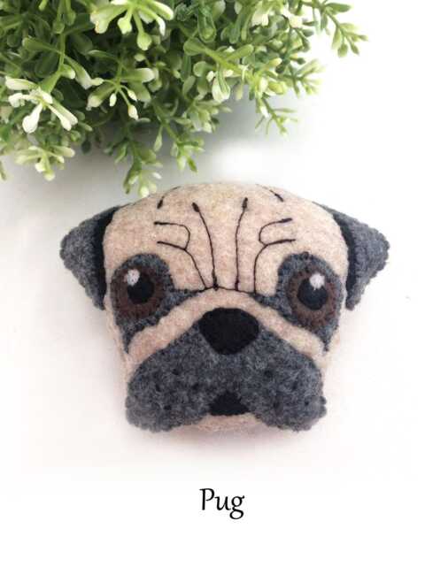 Dog Cushion, Pug Beagle Pillow, Felt Machine Embroidered, Gift For Dog Lover, Decorative Throw Cushion, Toy, Pillow - image 1