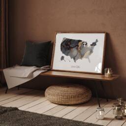 United States Map Black & Gold Wall Art Print [Ev] Usa America - thumbnail 2