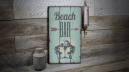 Beach Bar Decor, Wood Drinkers Lifestyle, House Wooden Sale Wall Decor - Old Sign - thumbnail 1