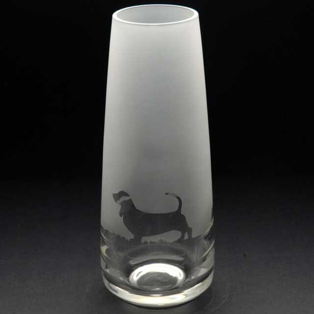 Basset Hound Dog Glass Bud Vase - Etched Engraved Glassware Home & Bar Decor - image 1