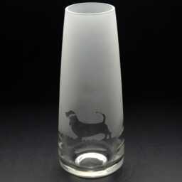 Basset Hound Dog Glass Bud Vase - Etched Engraved Glassware Home & Bar Decor - thumbnail 1