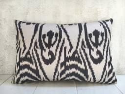 Silk Ikat Lumbar Pillow Cover, Handwoven Accent - 16x24 - thumbnail 1