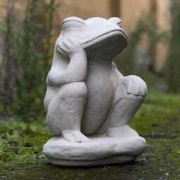 Stone Sitting Frog Sculpture Garden & Home Decoration Cement Figurine Outdoor Ornament Concrete Wild Animal Pool Statue Gift - thumbnail 3