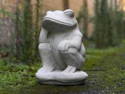 Stone Sitting Frog Sculpture Garden & Home Decoration Cement Figurine Outdoor Ornament Concrete Wild Animal Pool Statue Gift - thumbnail 1