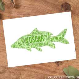 Personalised Carp Fish Word Art Print, Fishing Gift, Custom Wall Framed Picture, Present For Fisherman Nl - thumbnail 3
