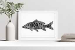Personalised Carp Fish Word Art Print, Fishing Gift, Custom Wall Framed Picture, Present For Fisherman Nl - thumbnail 1