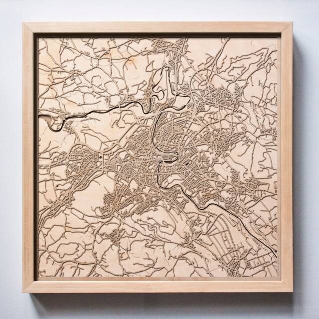 Bern Wooden Map - Laser Cut 3D City Streets, Framed Wall Art - image 1