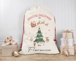 Personalised Christmas Sack - Custom Stocking - Watercolour For Kids, Children's - thumbnail 1