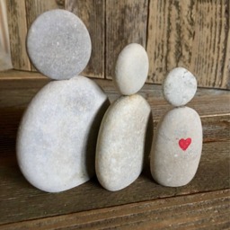 A Zen Stone Figurine With Hand Painted Red Heart Includes Handmade, Wooden Box If Need - thumbnail 3