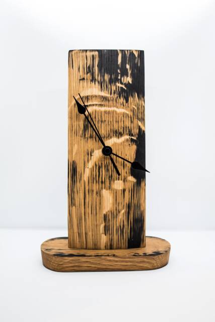 Hand Crafted Oak, Scotch Whisky Barrel Stave Mantle Clock - image 1