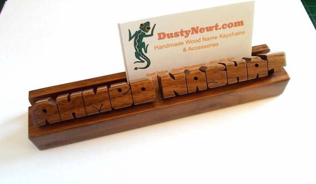 Business Card Holder With Name, Walnut Wood, Custom Carved To Order - image 1