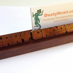 Business Card Holder With Name, Walnut Wood, Custom Carved To Order - thumbnail 3