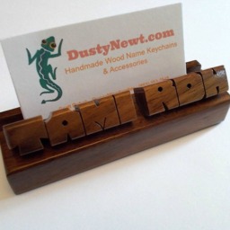Business Card Holder With Name, Walnut Wood, Custom Carved To Order - thumbnail 4