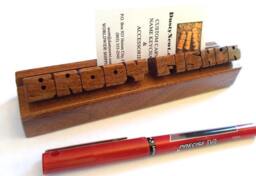 Business Card Holder With Name, Walnut Wood, Custom Carved To Order - thumbnail 2
