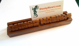 Business Card Holder With Name, Walnut Wood, Custom Carved To Order - thumbnail 1