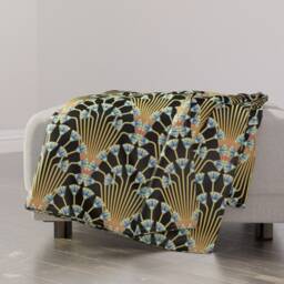 Art Deco Throw Blanket - Egyptian Egypt Papyrus Floral Flowers By Analinea - thumbnail 1