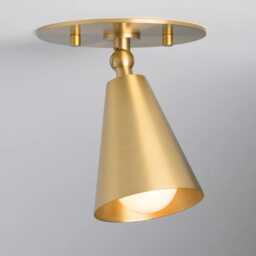 Raw Brass Adjustable Spotlight Ceiling Light - Modern Flush Mount Directional Mid Century Cone Lamp Minimalist Fixture - thumbnail 2