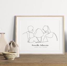 Personalized Group Portrait From Photo - Family, Couple, Friends & Pets Minimalist Art Unique Custom Gift - thumbnail 1