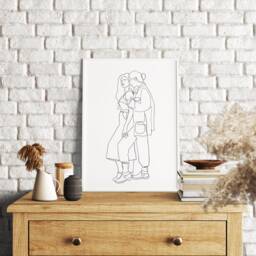 Personalized Group Portrait From Photo - Family, Couple, Friends & Pets Minimalist Art Unique Custom Gift - thumbnail 3