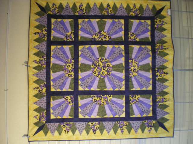 Patchwork, Plaid, Sofa Throw in Yellow & Purple, Patchwork Fabric Quilt, Floral Fabric - image 1
