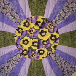 Patchwork, Plaid, Sofa Throw in Yellow & Purple, Patchwork Fabric Quilt, Floral Fabric - thumbnail 2