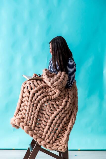 Chunky Knit Blanket, Merino Wool Throw, Knitted Wool Blanket Arm Knitted Blanket - image 1