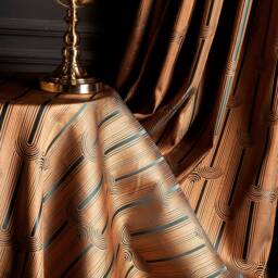 Green Orange Navy Brown Gold Turquoise Gray Curtains, Luxury Curtains For Livingroom Bedroom, Geometric Striped Patterned Custom Size Drape - thumbnail 3