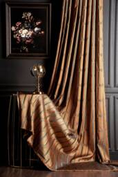 Green Orange Navy Brown Gold Turquoise Gray Curtains, Luxury Curtains For Livingroom Bedroom, Geometric Striped Patterned Custom Size Drape - thumbnail 1