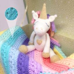 Crochet Baby Blanket - Rainbow Dreams Hearts & Hugs - thumbnail 3